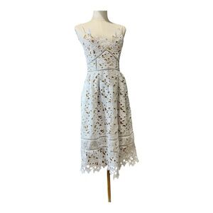 Know One Cares White Floral Lace Dress Medium M Nude Lining Boho
